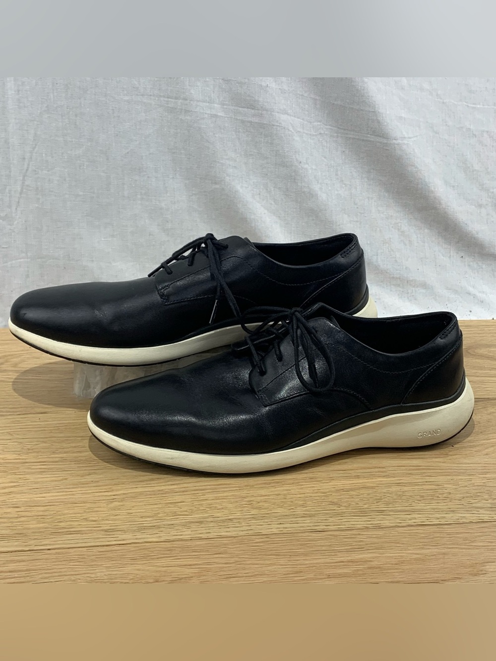 Cole Haan Grand Troy Men’s Size 11.5 M Black Leather Plain Toe Oxfords Sneakers